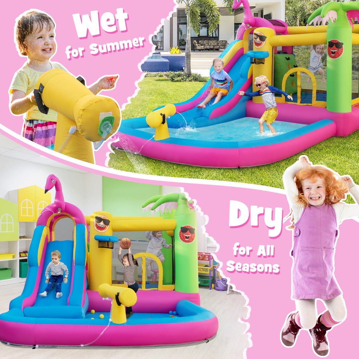 Splash into Summer with the Flamingo Bounce House and Water Slide
