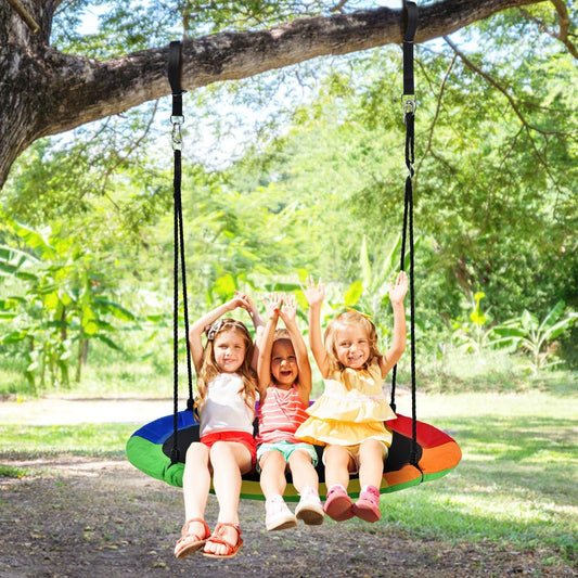 Kids Green Saucer Swing: Foam-Padded Galvanized Tube for Backyard Play