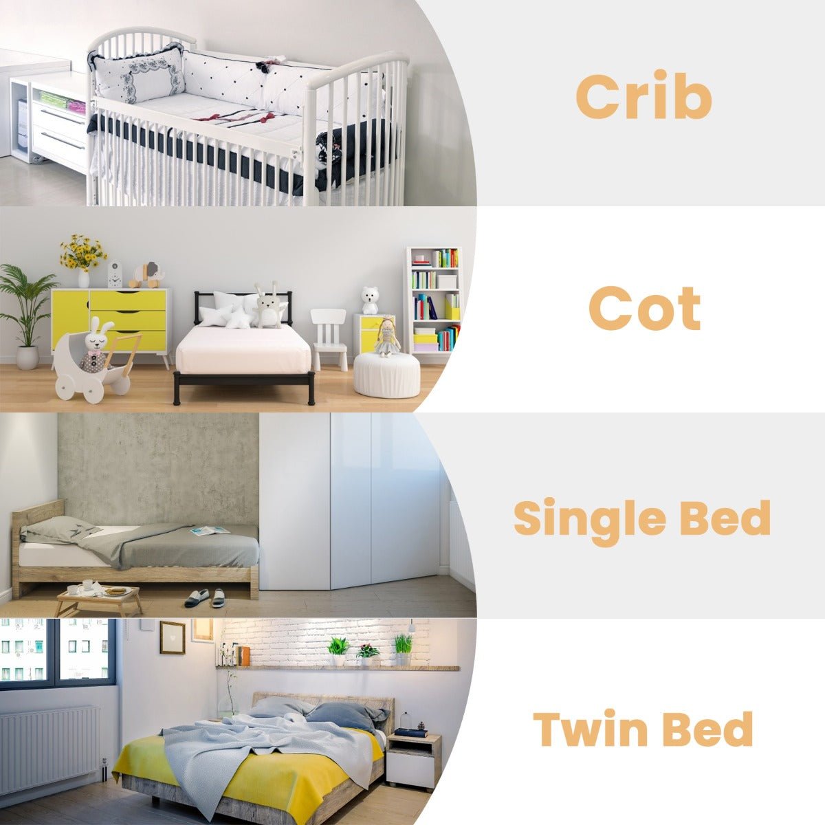 Foldable Bed Rail for Toddlers - Soft Foam, White colour