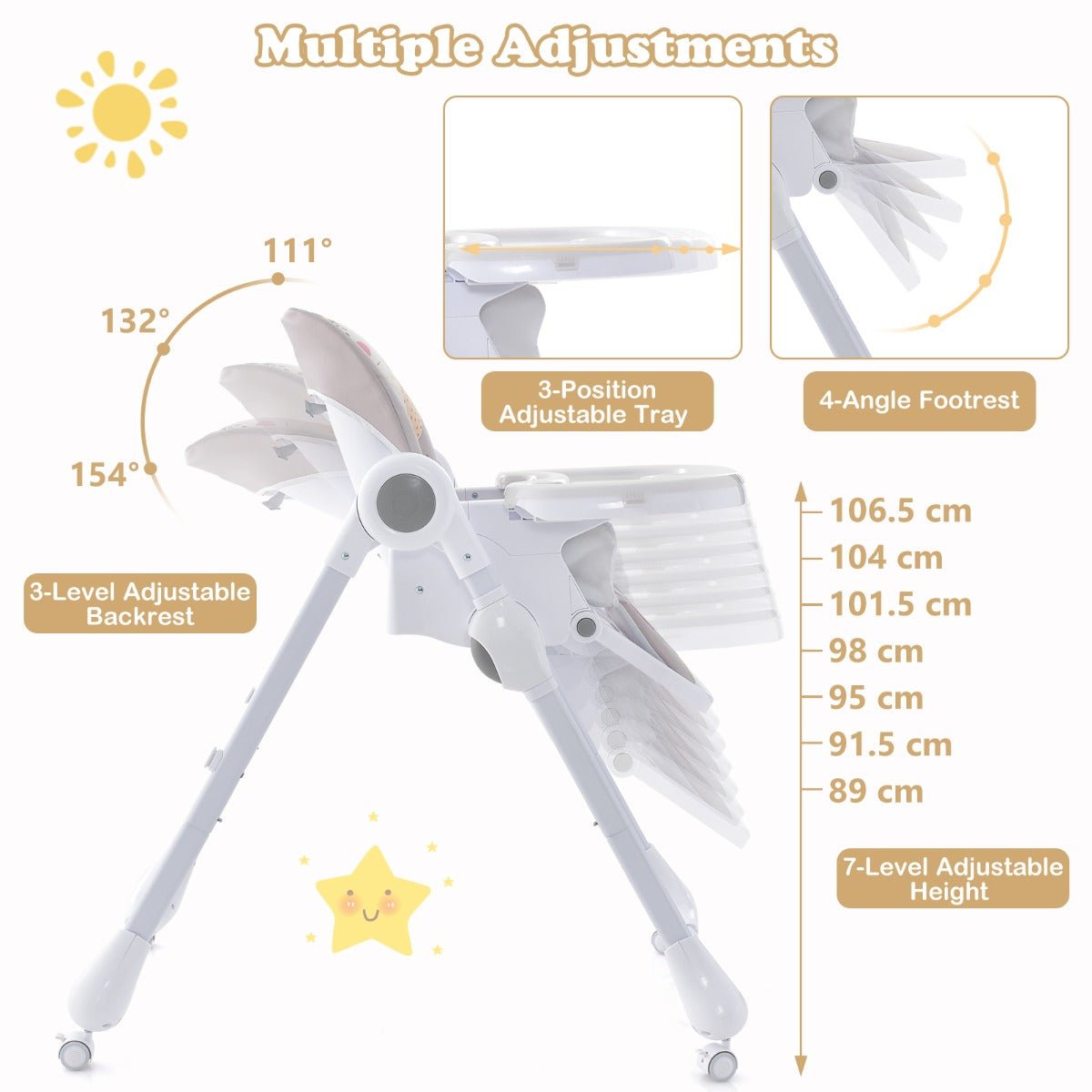 Foldable High Chair Grey Overview
