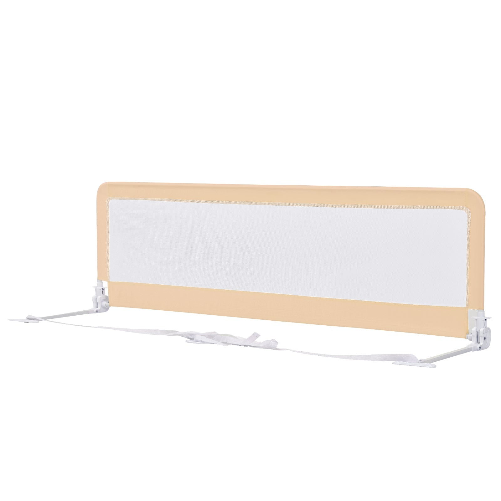 Beige Foldable Toddler Bed Rail - Mesh Design with Safety Straps