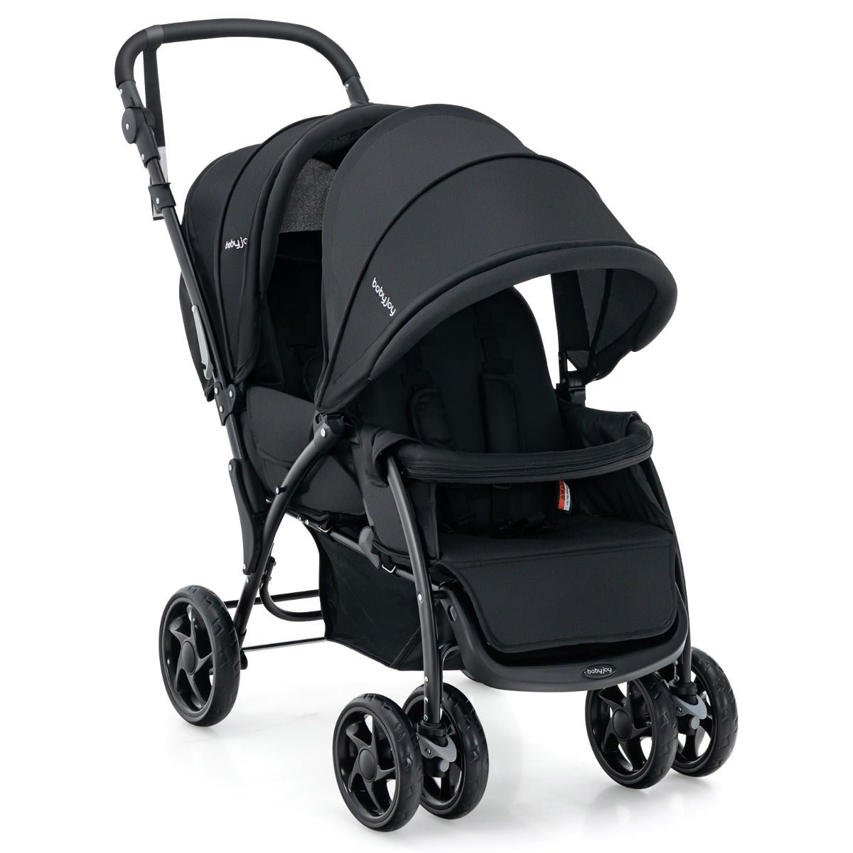 Black Double Baby Stroller - Tandem Seating and Canopy