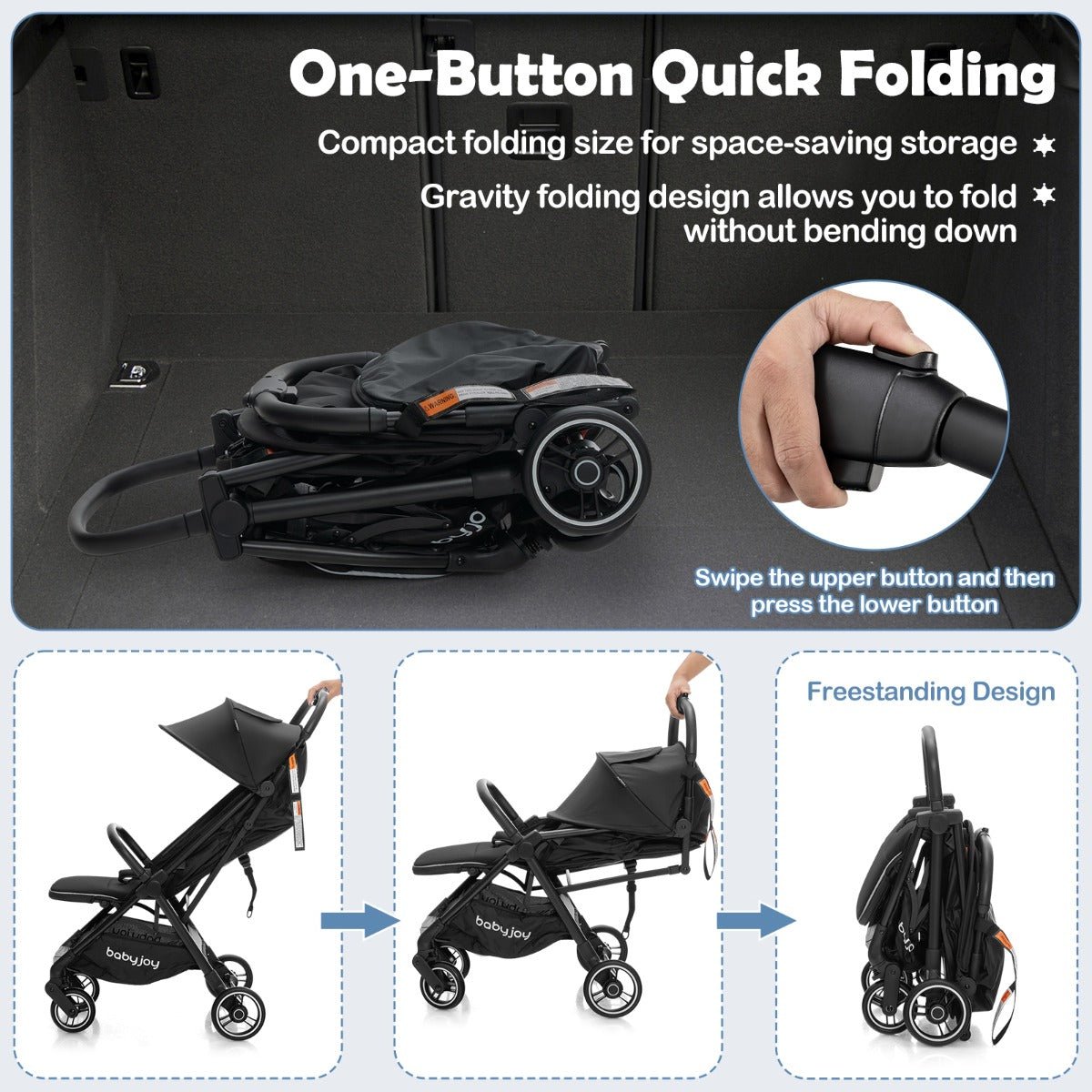 Black Folding Baby Stroller - Perfect for New Moms