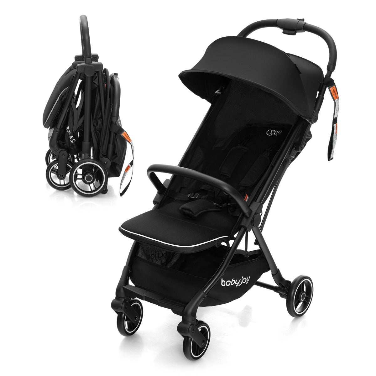 Versatile Black Folding Stroller for Infants