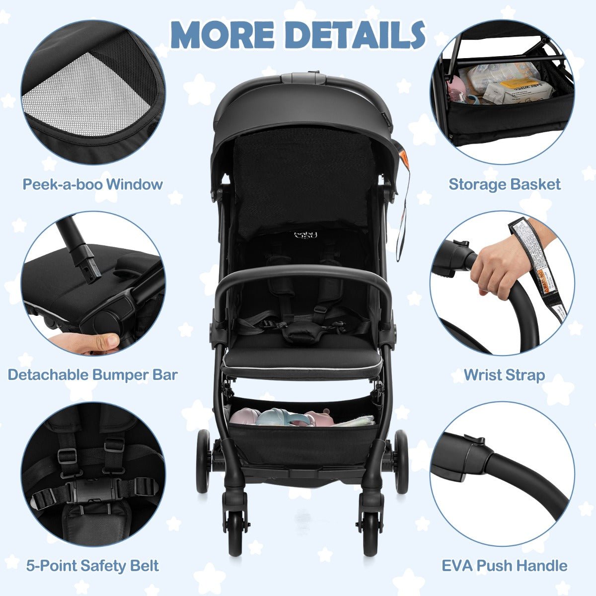 Easy Maneuvering with Adjustable Canopy Stroller