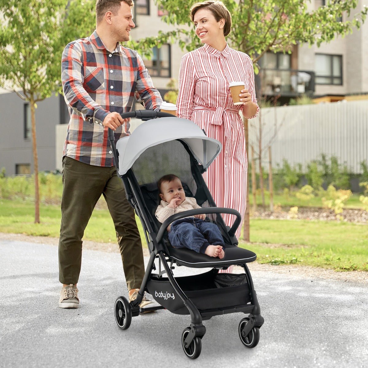 Foldable Grey Baby Stroller - Shop Now