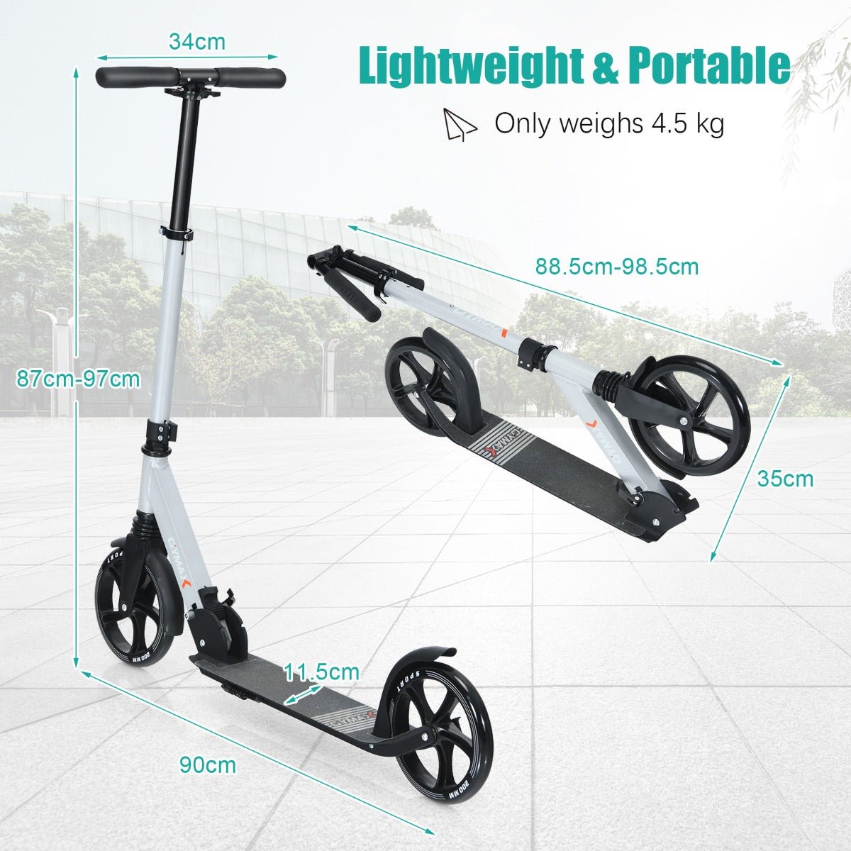 Kid's Joy Ride: Silver Scooter with Adjustable Height & Anti-Shock Suspension