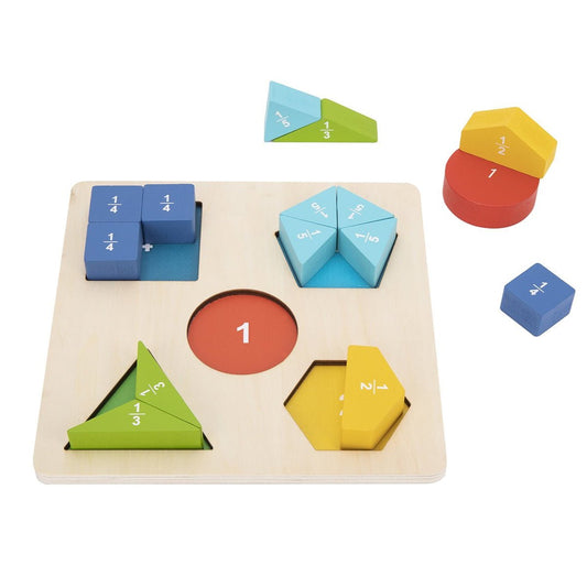 Colorful fraction puzzle for kids learning fractions at home, educational and fun playtime.