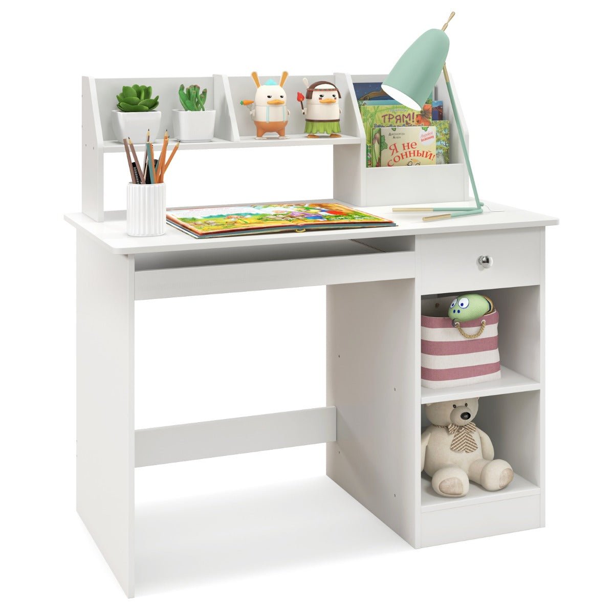 Kid-Friendly Desk with Organizing Shelves