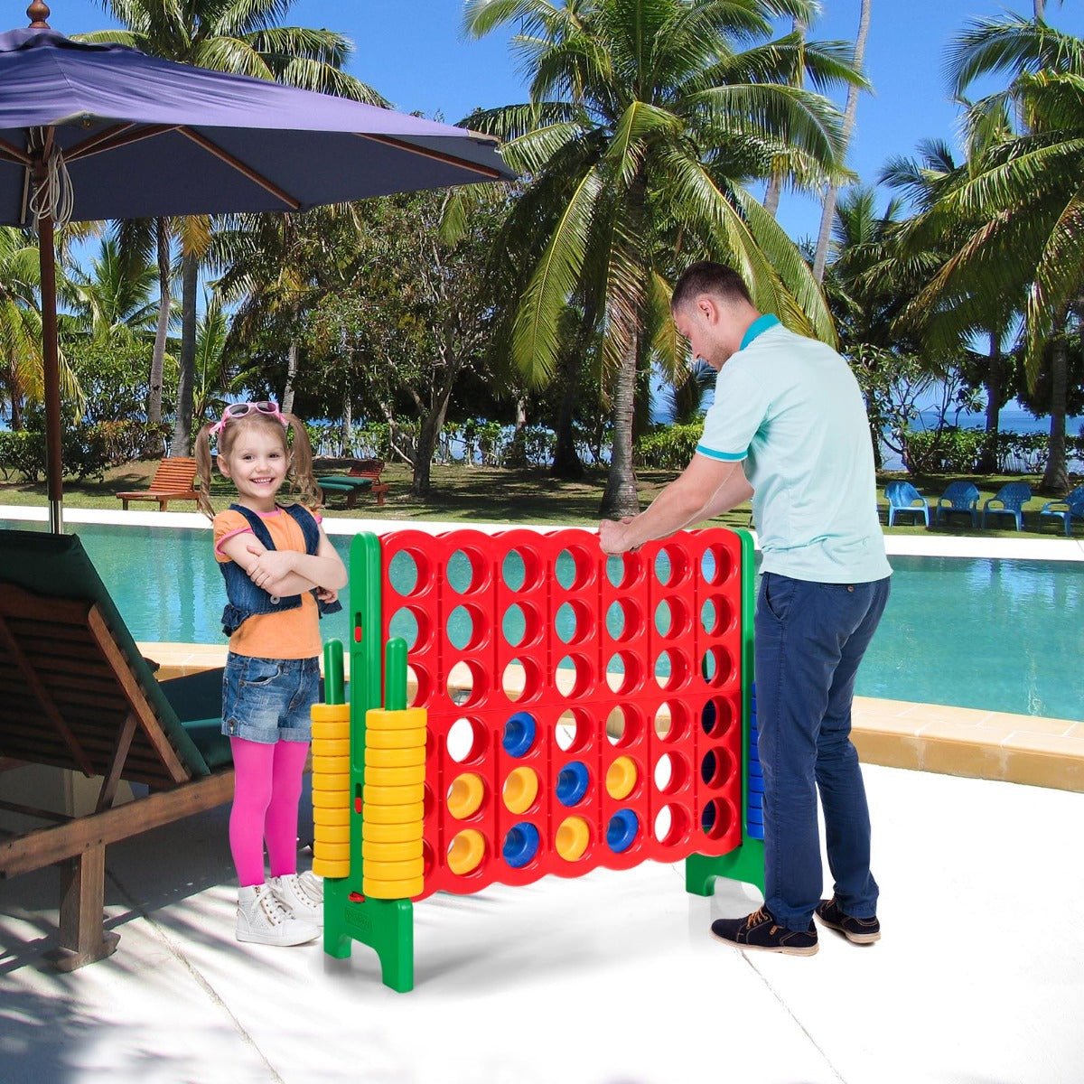 Giant Connect 4 Game - 42 Jumbo Rings for Beach and Garden Play