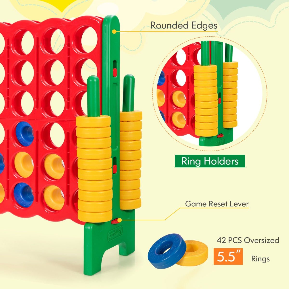 Giant Connect 4 Game - 42 Jumbo Rings for Engaging Beach Fun