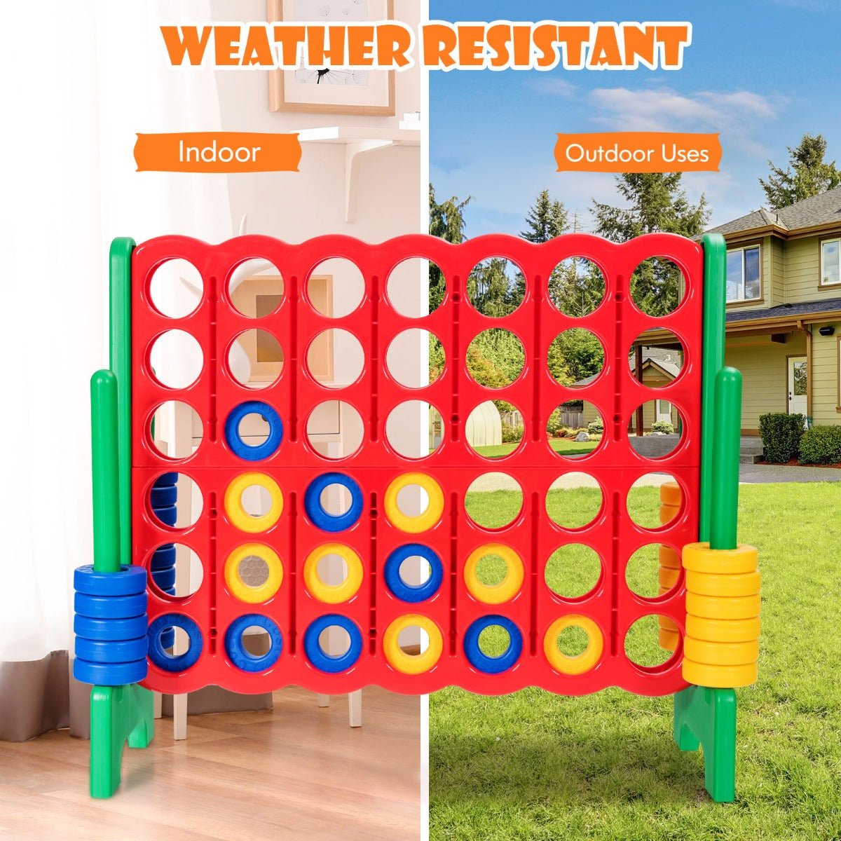Giant Connect 4 Game Set - 42 Jumbo Rings for Energetic Outdoor Play