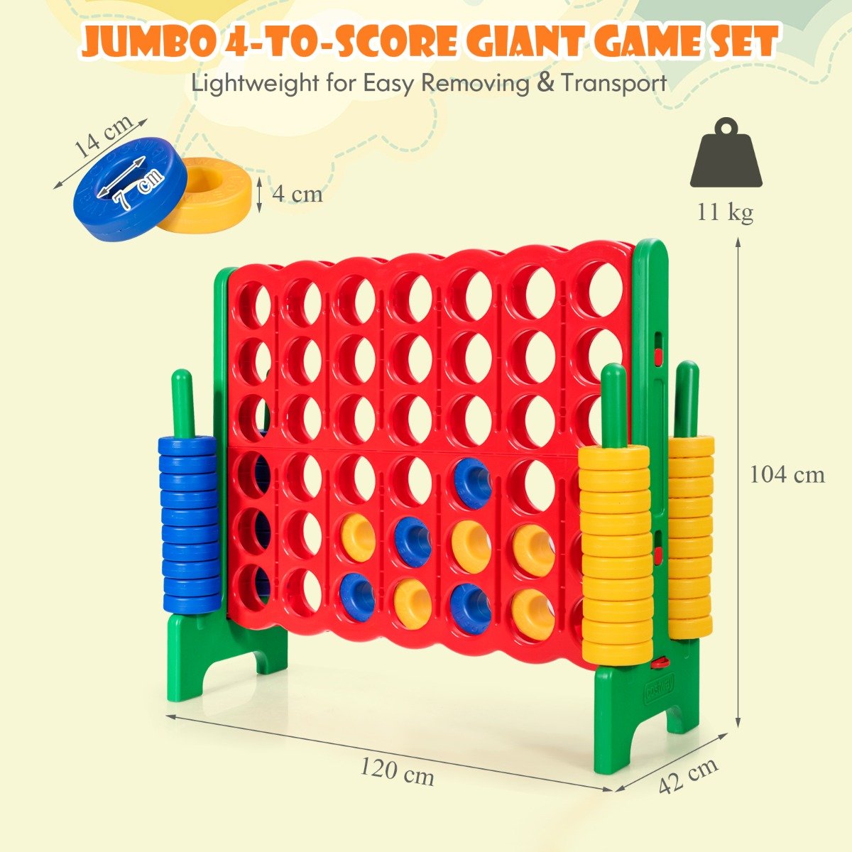 Giant Connect 4 Game Set - 42 Jumbo Rings for Active Entertainment