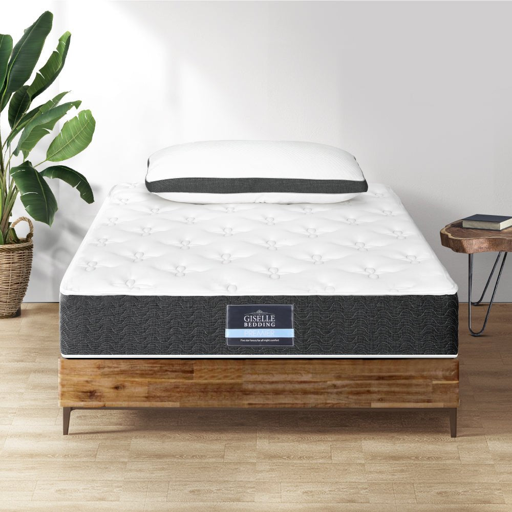 Single kids mattress 18cm medium soft with pillows for comfortable home sleep.