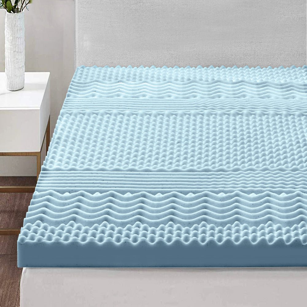 Single 8cm memory foam mattress topper with 7-zone design for childrens comfort.