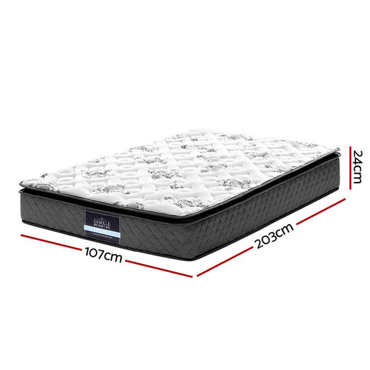 King Single Rocco Pillow Top Mattress with Bonnell Springs, 24cm height, ideal for kids rooms.