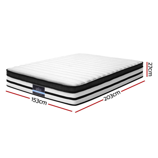 Queen-sized 27cm thick pocket spring mattress with Euro top ideal for childrens bedroom.