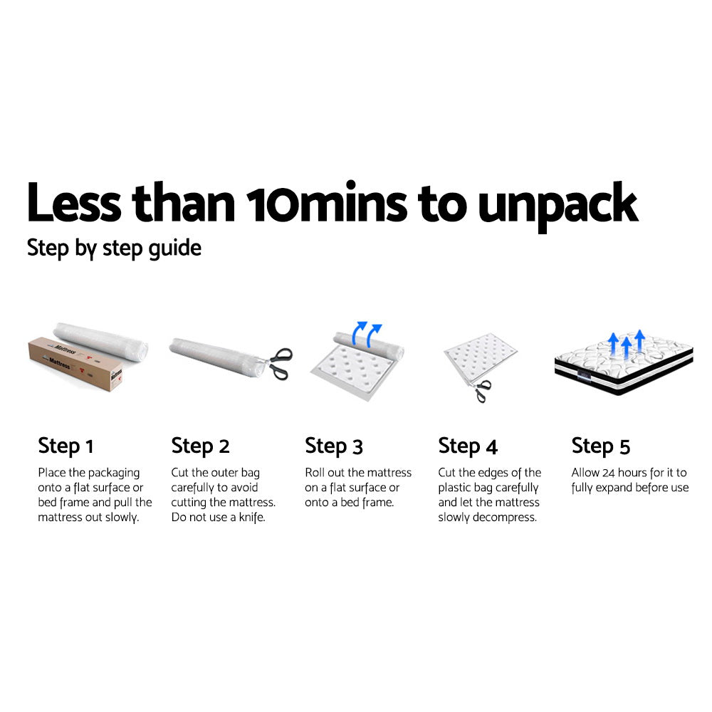 Single pocket spring mattress, 22cm thick, ideal for childrens comfortable sleep at home.