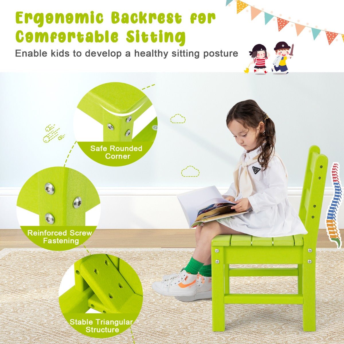 Shop Now for Endless Fun: Green Kids Table & Chairs Set