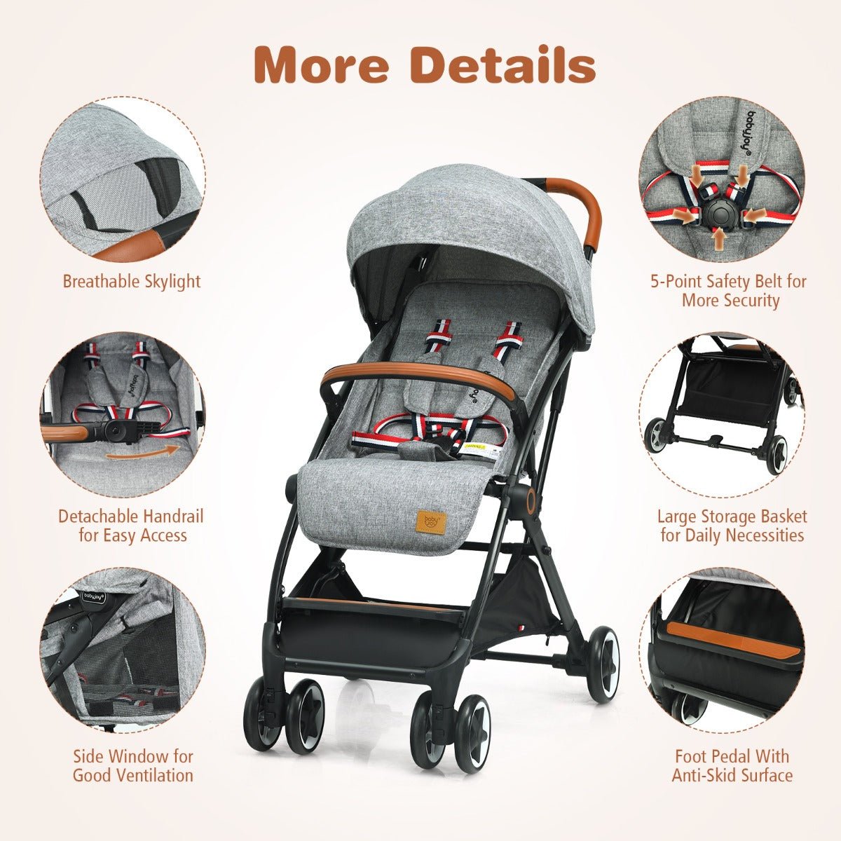 Sleek and Safe Grey Stroller with Canopy Sleek and Safe Grey Stroller with Canopy