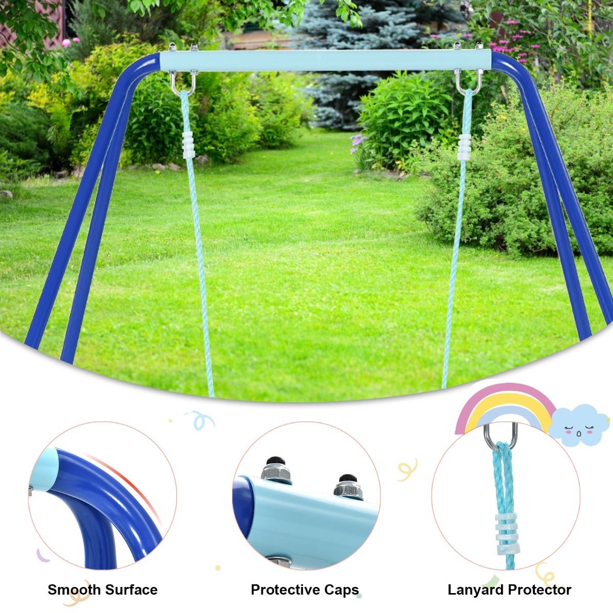 Blue Metal Swing Set: A-Frame Stability for Outdoor Fun