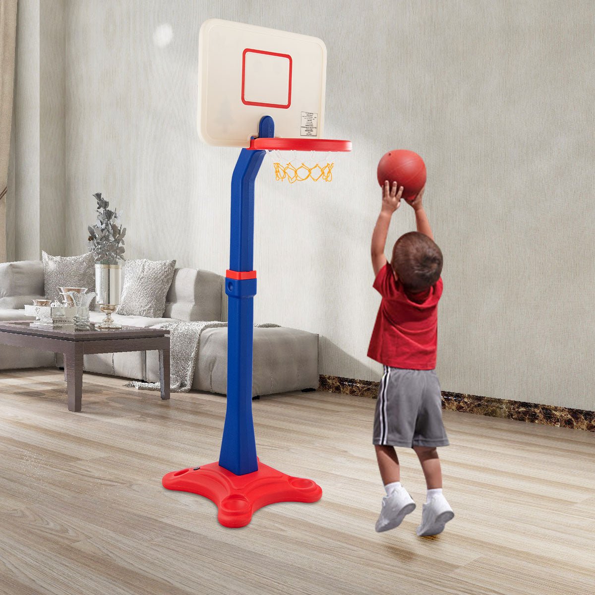Grow and Play: Height Adjustable Toddler Basketball Hoop Stand Set for Kids