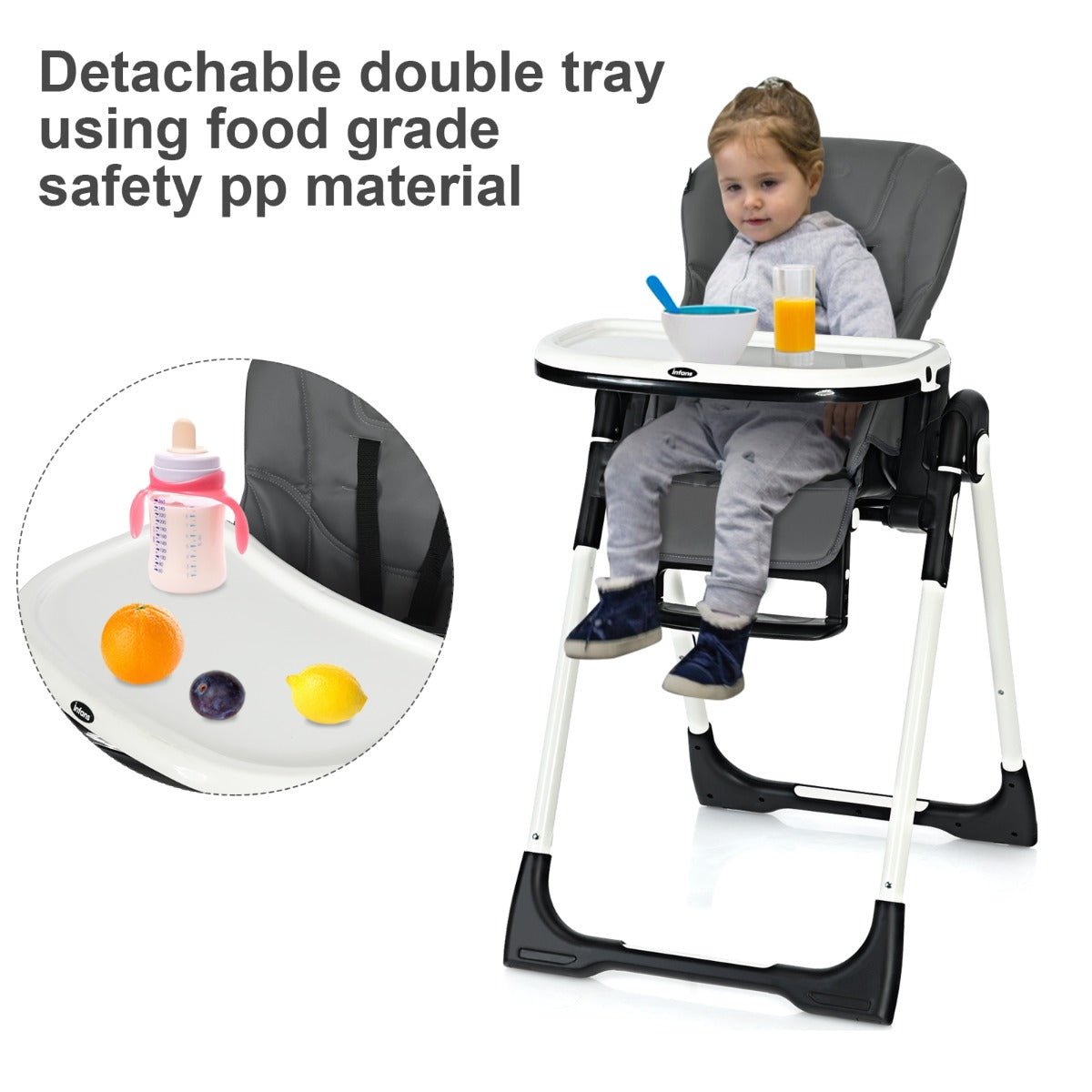Kids Mega Mart: Highchair for Babies with Adjustable Backrest - Gray