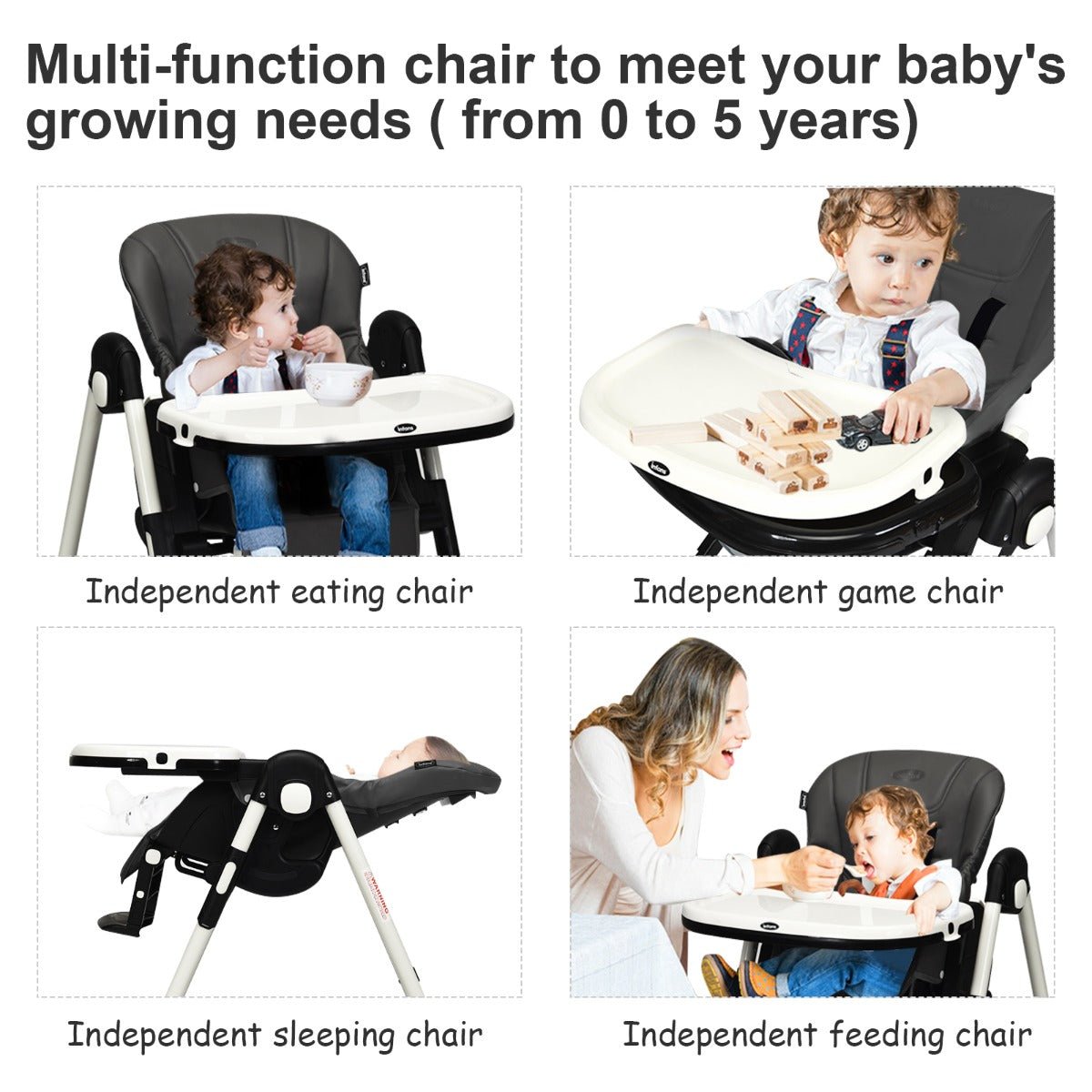 Buy Gray Highchair with Adjustable Backrest - Shop Kids Mega Mart
