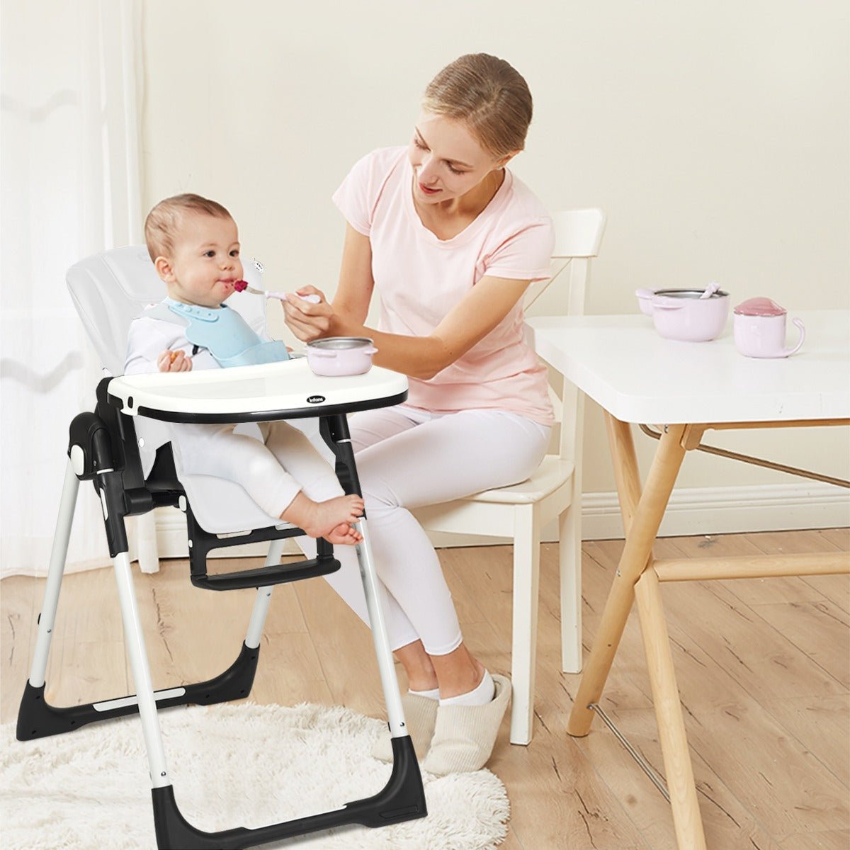 Buy Adjustable Backrest White Highchair for Babies - Kids Mega Mart