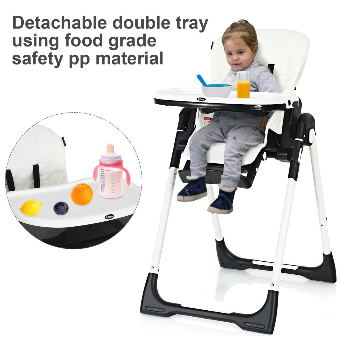 Kids Mega Mart: Highchair for Babies with Adjustable Backrest - White