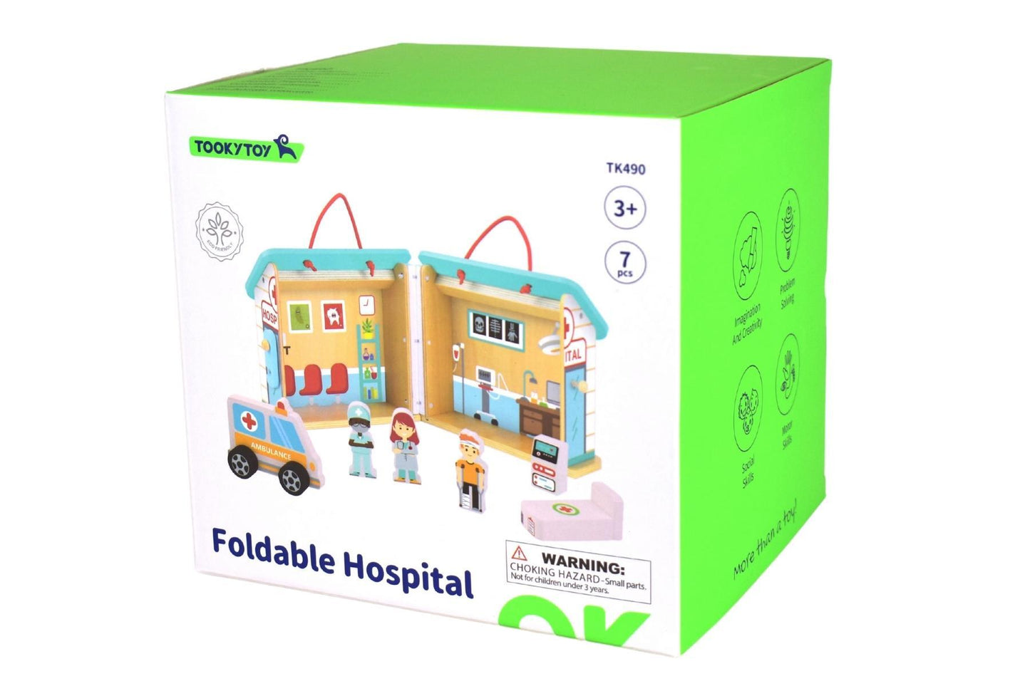 Portable hospital playset in carry box, ideal for imaginative medical play at home. Portable hospital playset in carry box, ideal for imaginative medical play at home.