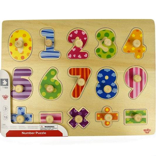 Numbers Maths Wooden Peg Puzzle for enhancing early numeracy skills, perfect for home learning.