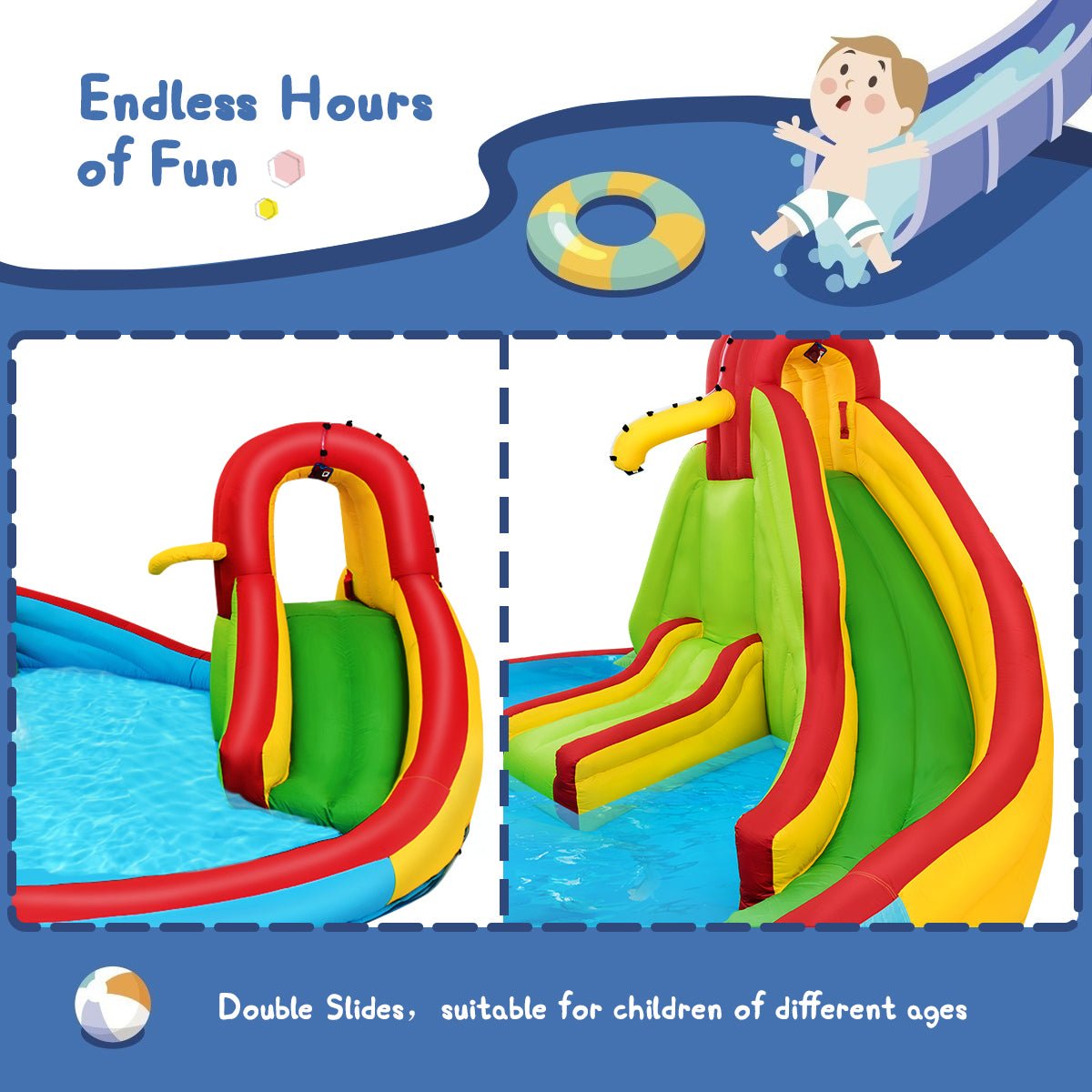 Dive into Joy: Inflatable Water Park Jumping Castle and 680W Electric Blower