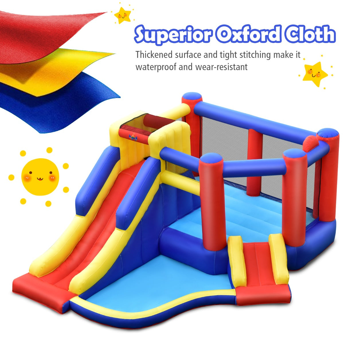 Kids Inflatable Bouncy Castle featuring Slides and Ball Pit for endless backyard fun.