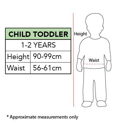 Iron-Man Deluxe Costume Toddler Measurements
