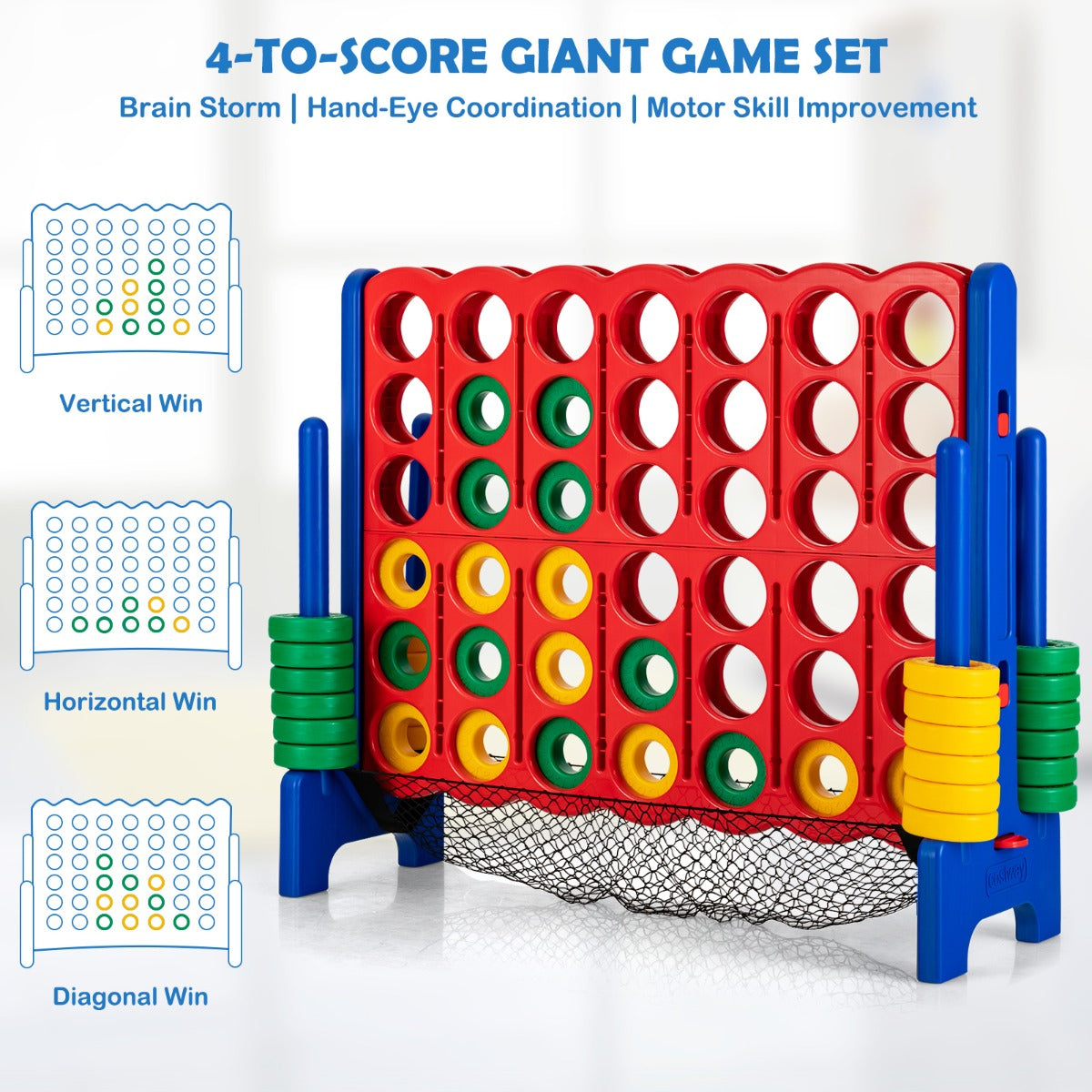 Giant Connect 4 Outdoor Game Set for kids with portable Carry Bag perfect home entertainment.