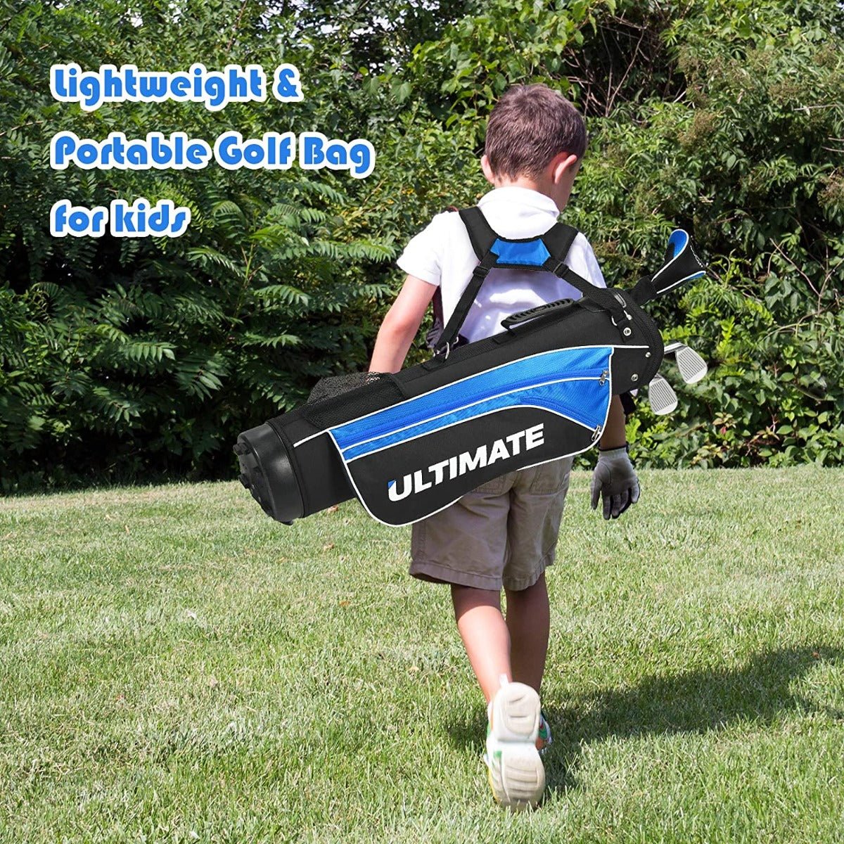 Kids Golf Club Set: Fairway Wood, Irons, Putter, Stand Bag Included