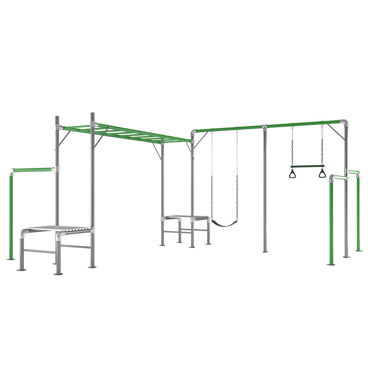 Lifespan Kids colorful playground set with monkey bars and swings for home play. Lifespan Kids colorful playground set with monkey bars and swings for home play.