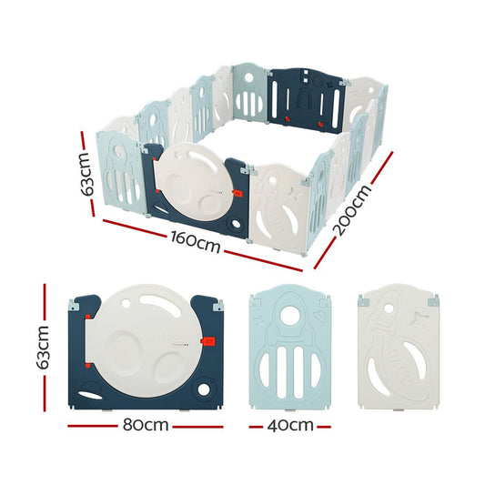 Keezi 16-panel foldable playpen offers safe toddler play area, ideal for home exploration.
