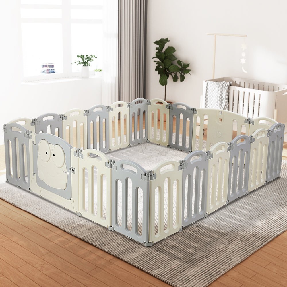 Keezi Baby Playpen | 20-panel foldable toddler fence for safe play and activity center. Keezi Baby Playpen | 20-panel foldable toddler fence for safe play and activity center.