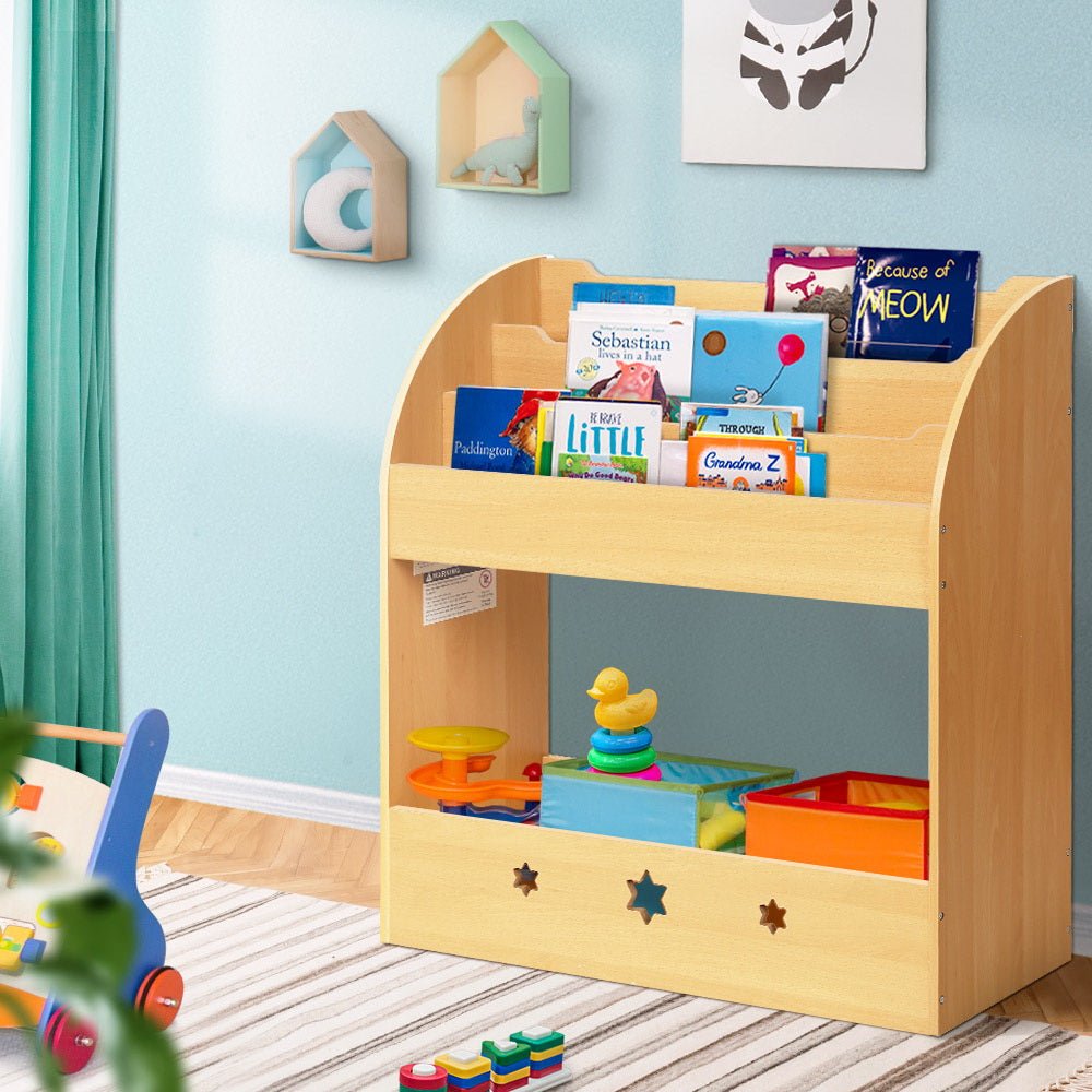 Colorful Keezi Kids Bookshelf - Organize toys and books with this fun, kid-friendly storage solution.