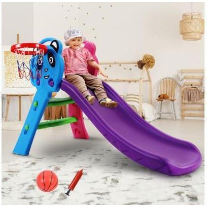 Keezi Kids Panda Slide with Basketball Hoop | Fun indoor slide with interactive basketball hoop for active play at home. Keezi Kids Panda Slide with Basketball Hoop | Fun indoor slide with interactive basketball hoop for active play at home.