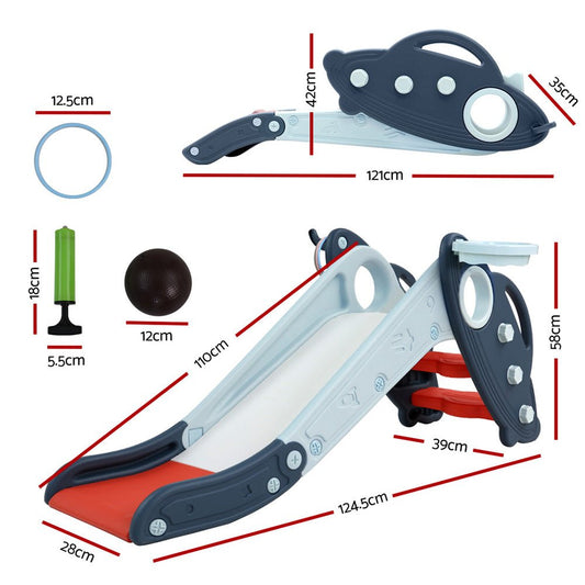 Keezi Kids Slide Set with Basketball Hoop - Perfect for indoor/outdoor play, ideal for toddlers.