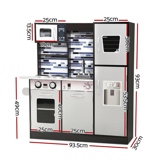 Keezi Toy Kitchen Play Set in Black White, perfect for imaginative play at home