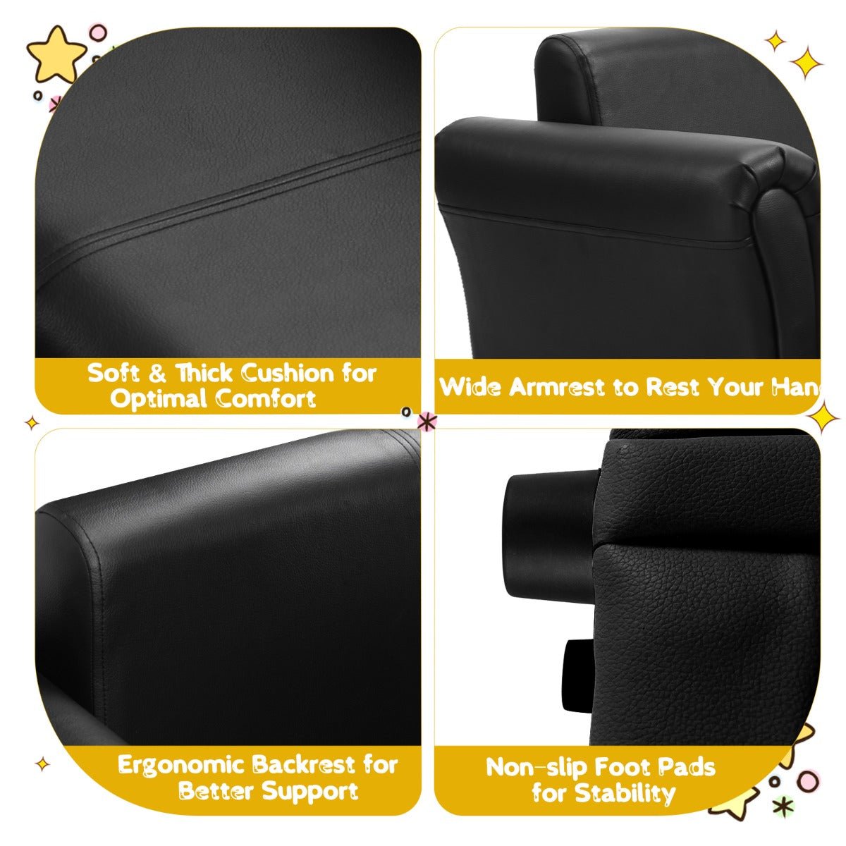 Children's Sofa Set: 2-Seat, Footstool, and Durable Wooden Frame
