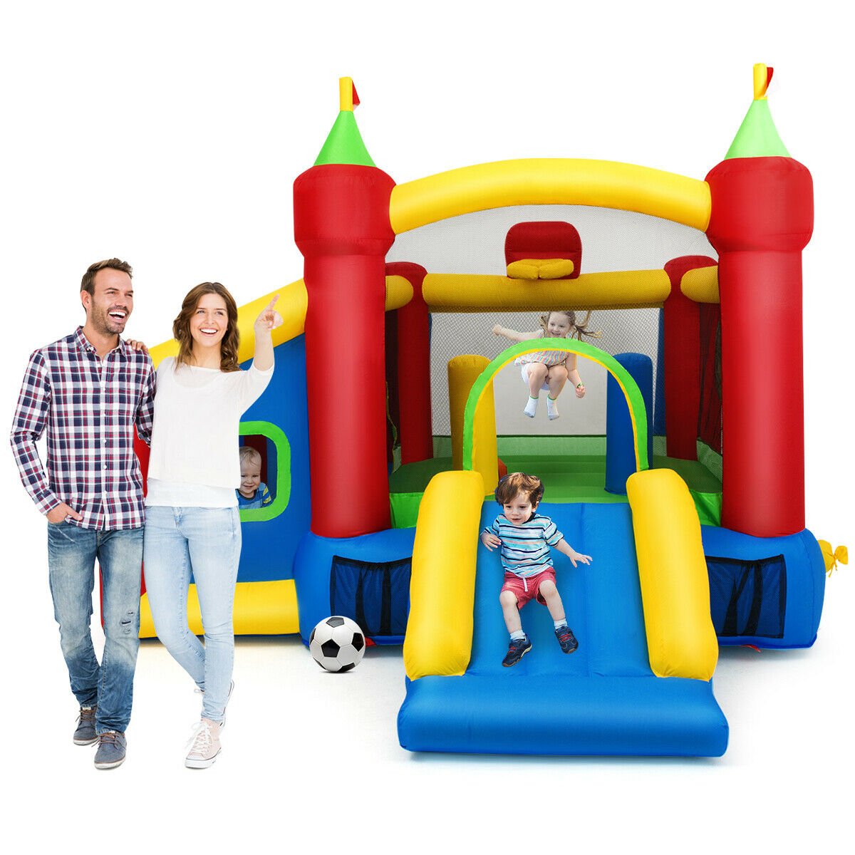Inflatable Adventure Playland - Kids 7-in-1 Bounce House & Ocean Balls