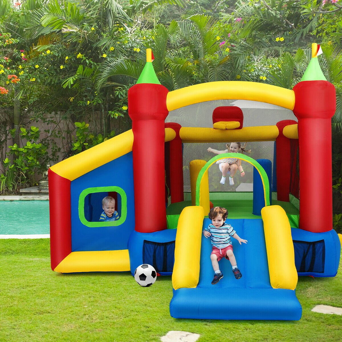 Children's Bounce House - 7-in-1 Inflatable Play with Ocean Balls