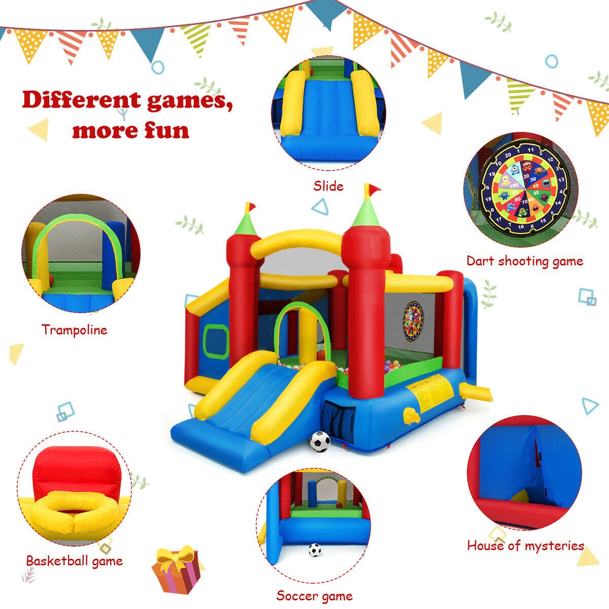 Kids Inflatable Playground - 7-in-1 Bounce House & Ocean Ball Joy
