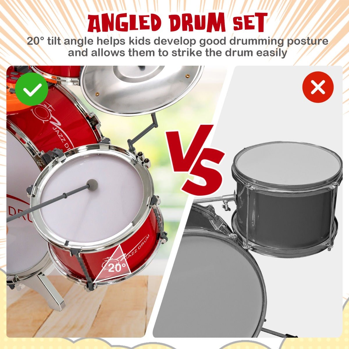 Red Kids Drum Keyboard Ensemble - Stool & Microphone Stand Included