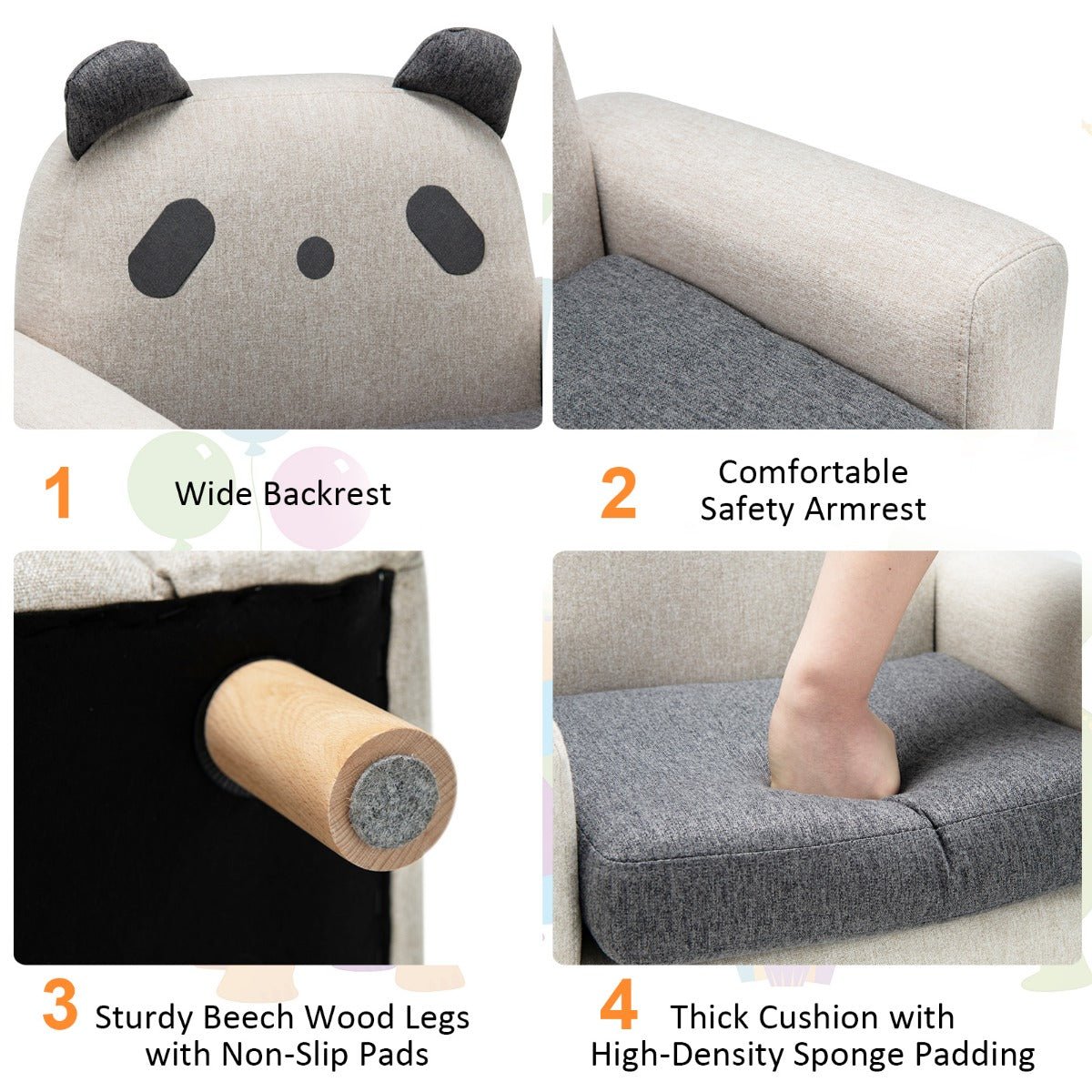 Kids Sofa Chair with Wooden Armrests and Thick Cushion: Comfortable Seating Kids Sofa Chair with Wooden Armrests and Thick Cushion: Comfortable Seating